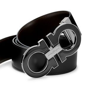 Ferragamo belt buckle, black and silver